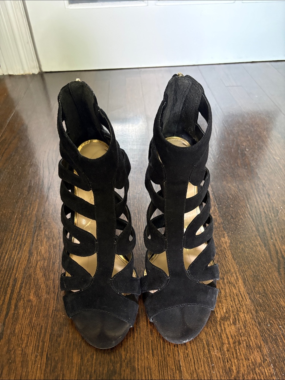 Jessica Simpson Black Strappy Cage High Heels